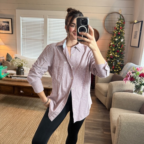 Vintage feel CHAPS Oversized Striped Button Down - Picture 1 of 6